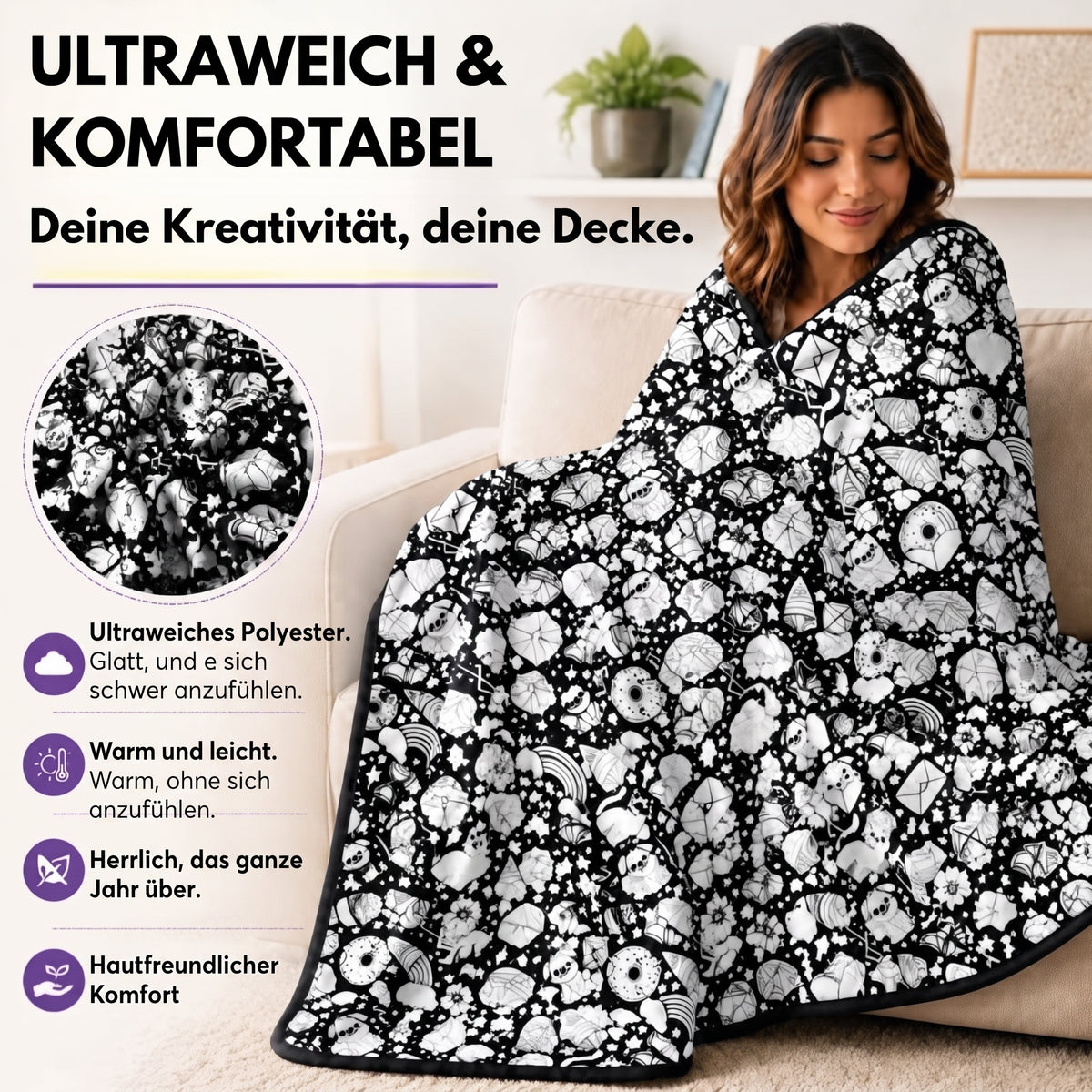 Colorcraft - Inkleurbare Decke mit Kreativen Mustern