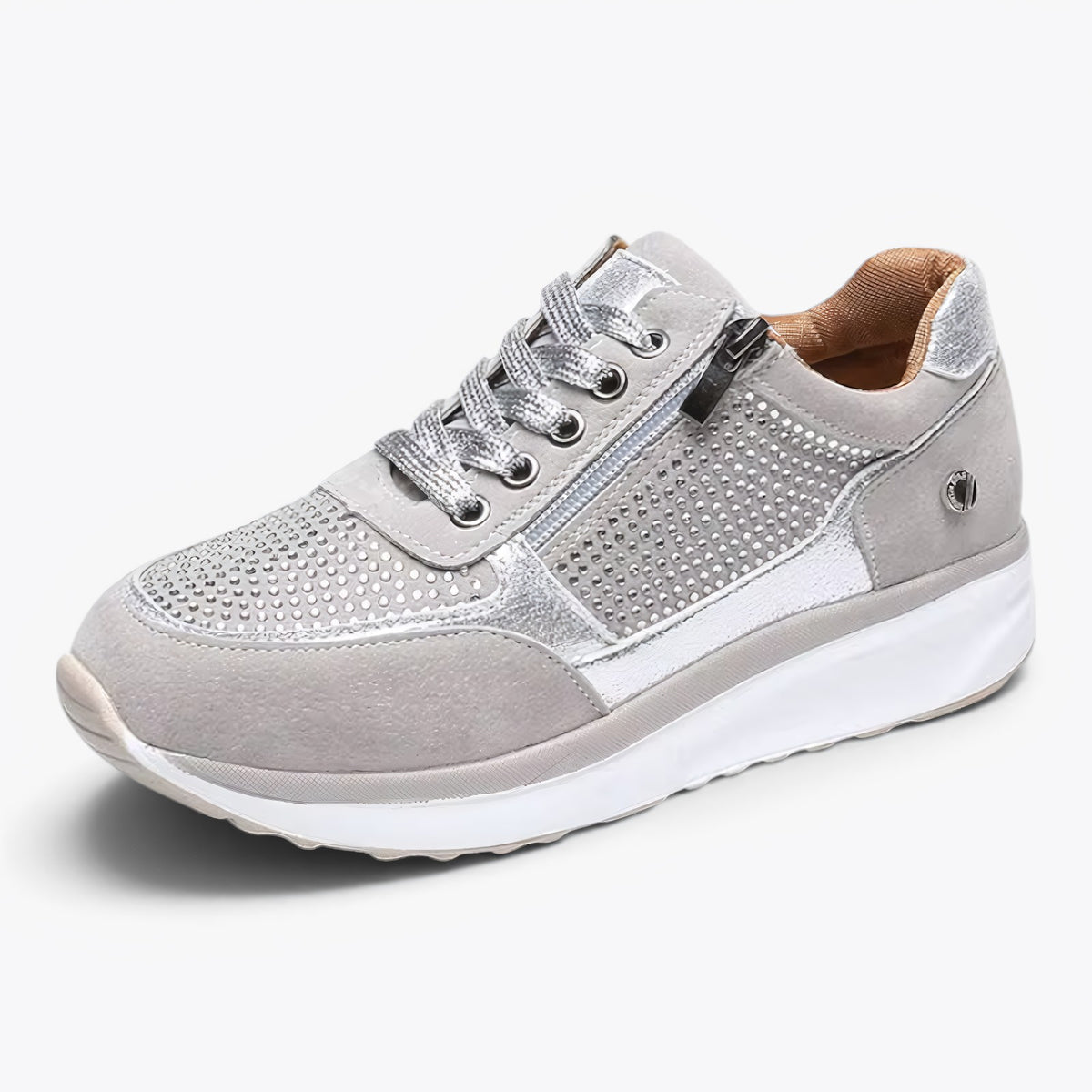 Sneavia - Damen-Plateau-Sneaker mit Reißverschluss und Zierschnürung