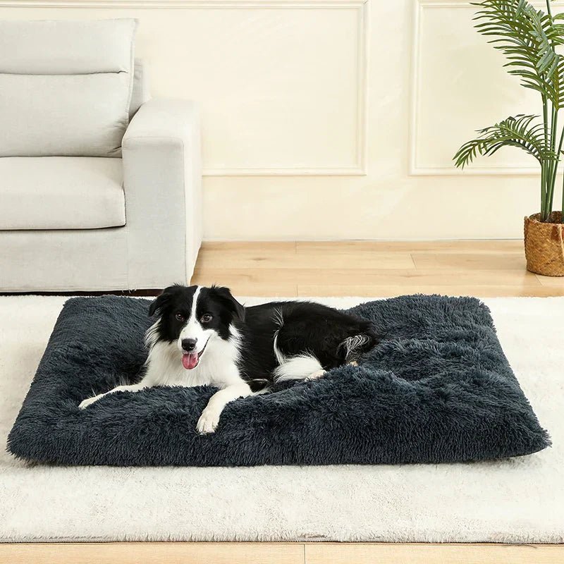 Hundebett | Extraweiches rechteckiges Plüschbett | Atmungsaktiver Baumwollbezug | PawFluff