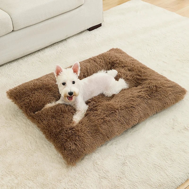 Hundebett | Extraweiches rechteckiges Plüschbett | Atmungsaktiver Baumwollbezug | PawFluff