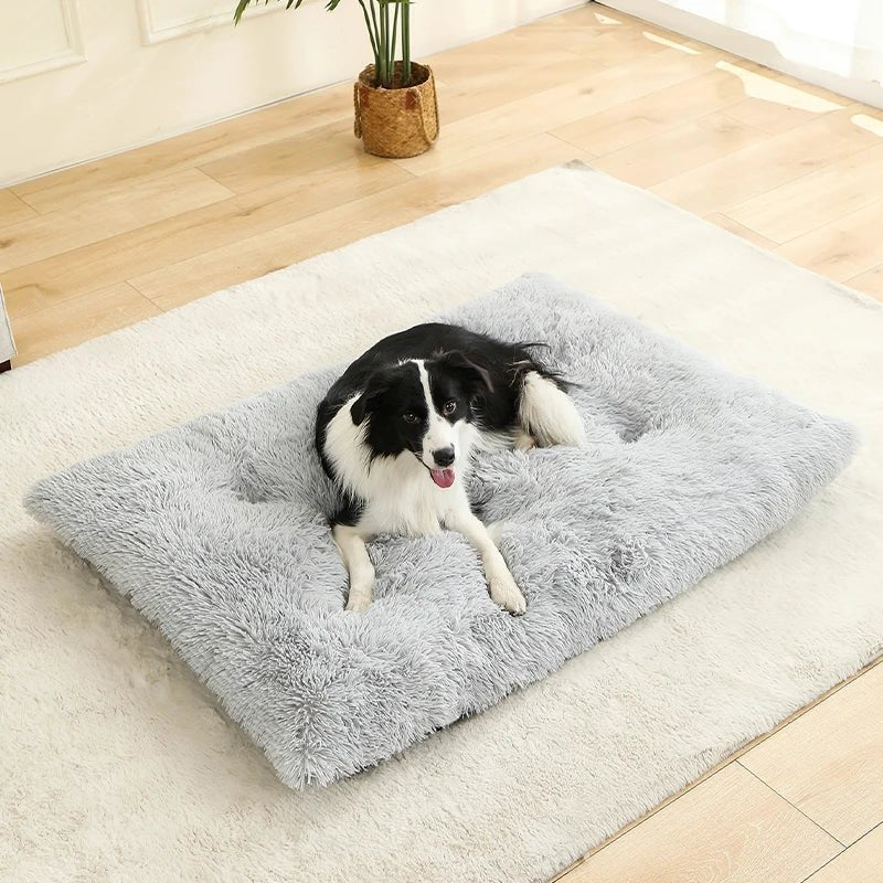 Hundebett | Extraweiches rechteckiges Plüschbett | Atmungsaktiver Baumwollbezug | PawFluff