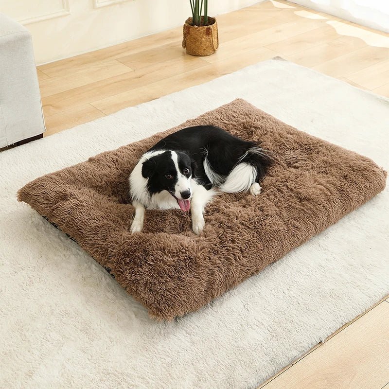 Hundebett | Extraweiches rechteckiges Plüschbett | Atmungsaktiver Baumwollbezug | PawFluff