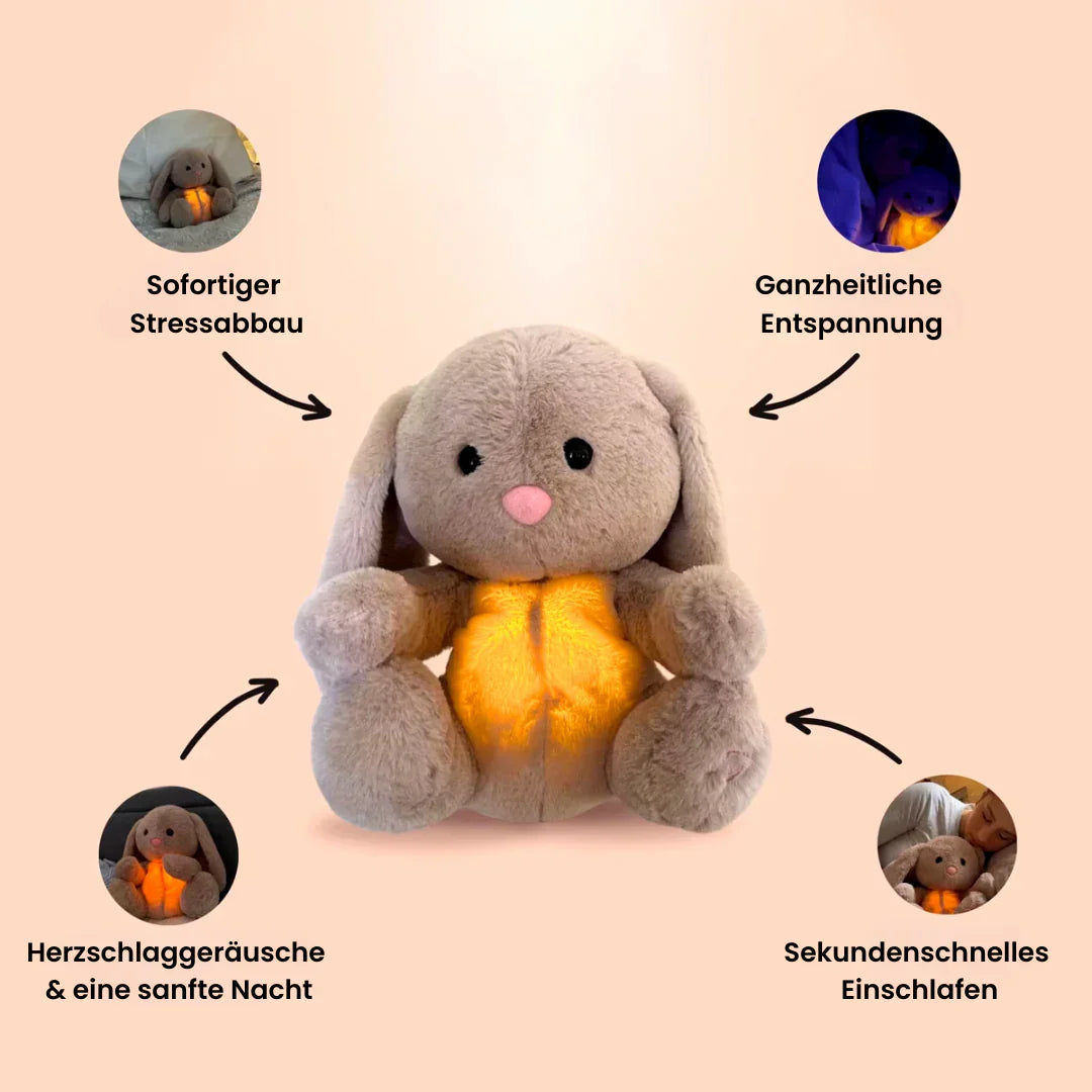 Kuscheltier | Sanfte Atembewegung für Ruhe | Waschbar mit herausnehmbarem Modul | SchlafBunny