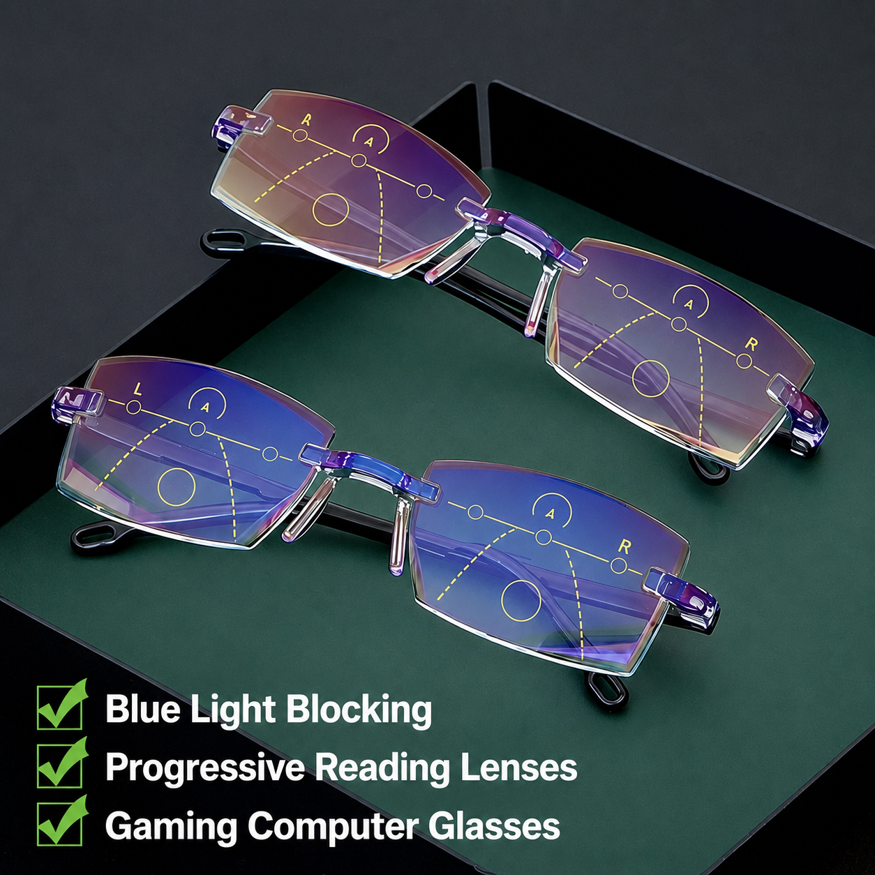 Lesebrille | Multifokal Gleitsicht | Anti-Blaulicht | Leicht & Rahmenlos | LensPro