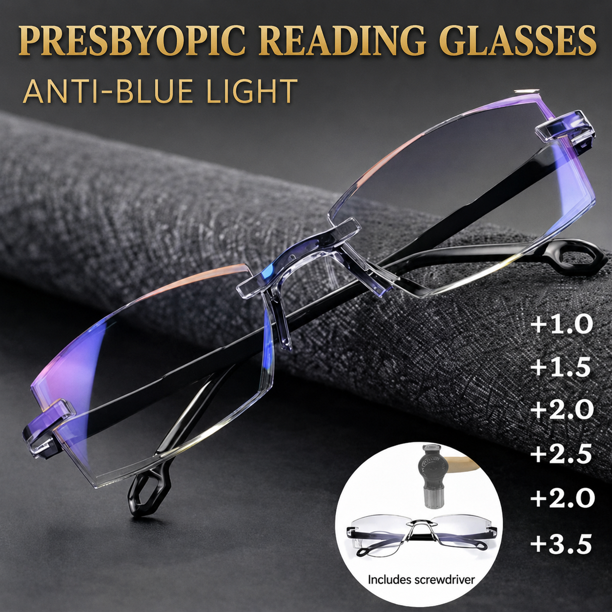 Lesebrille | Multifokal Gleitsicht | Anti-Blaulicht | Leicht & Rahmenlos | LensPro