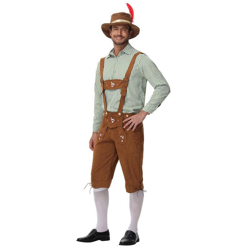Loden - Herren Trachtenlederhose mit Hosenträgern und Stickereien