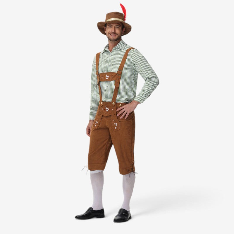 Loden - Herren Trachtenlederhose mit Hosenträgern und Stickereien