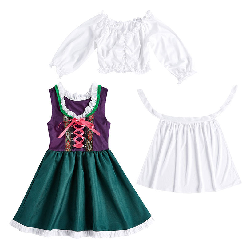 Dirndora - Damen Dirndl-Set 3-teilig mit Carmenbluse und Schnürung