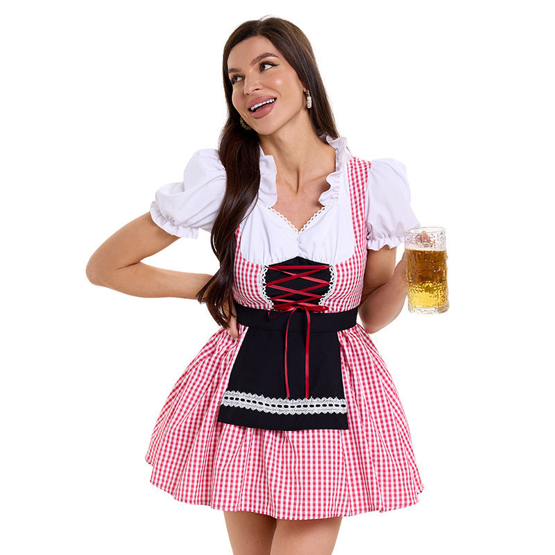 Kurzes Damen-Dirndl mit Karomuster