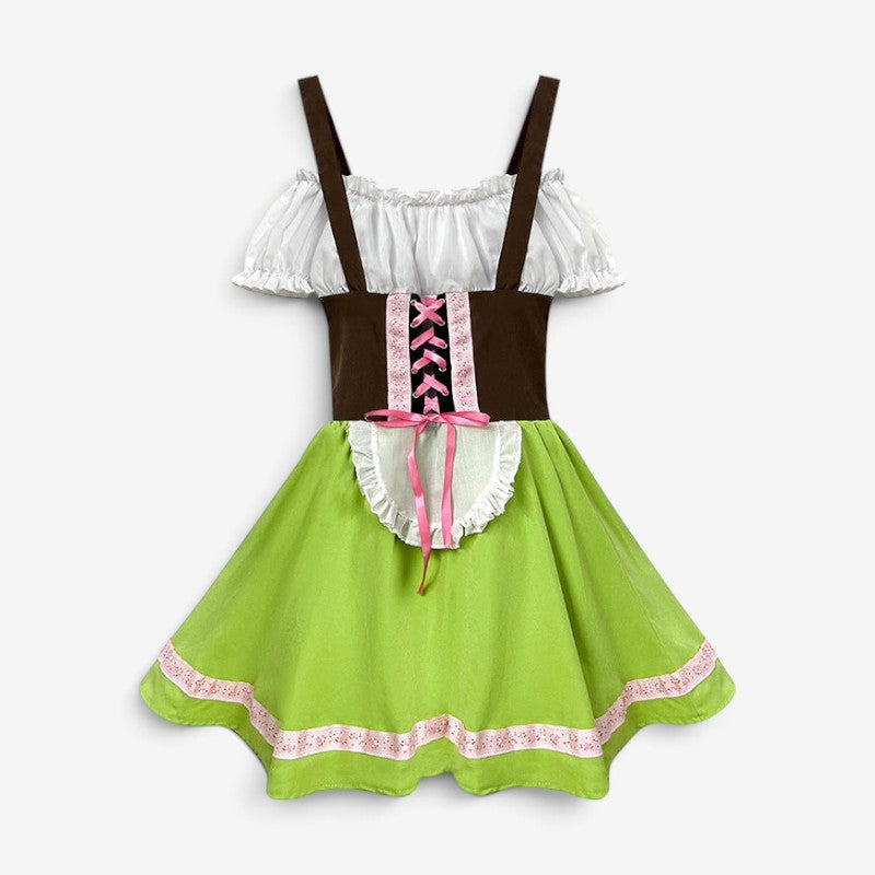 Heritex - Mädchen Dirndl mit Rüschenschürze, Carmen-Ausschnitt