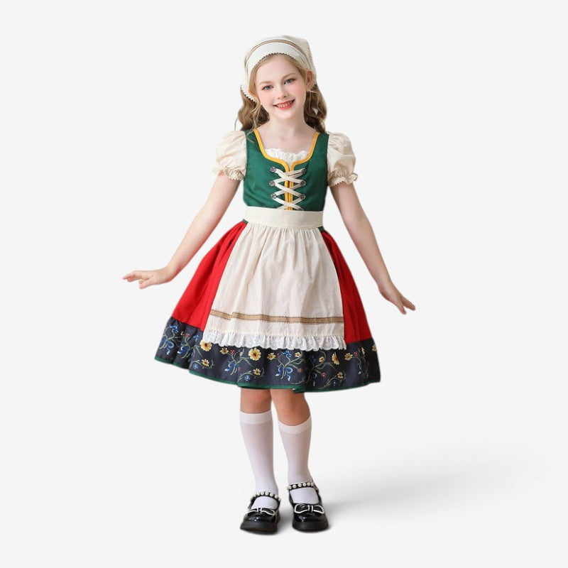 Mädchen-Trachtenkleid mit Schnürung und Schürze