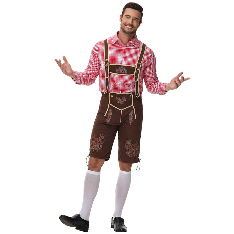 Loden - Herren Trachtenlederhose mit Hosenträgern und Stickereien