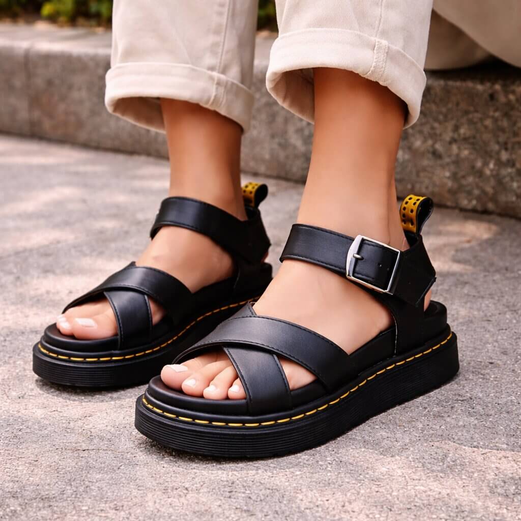 Orthopädische Sandalen mit Plateau | Plateau Sohle | Verstellbare Riemen | Solvanta
