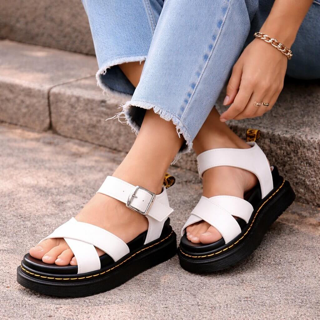 Orthopädische Sandalen mit Plateau | Plateau Sohle | Verstellbare Riemen | Solvanta
