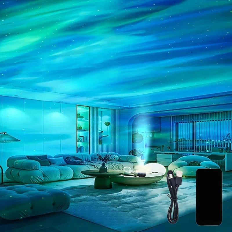 Nordlicht Projektor mit Musik-Synchronisation & Fernbedienung