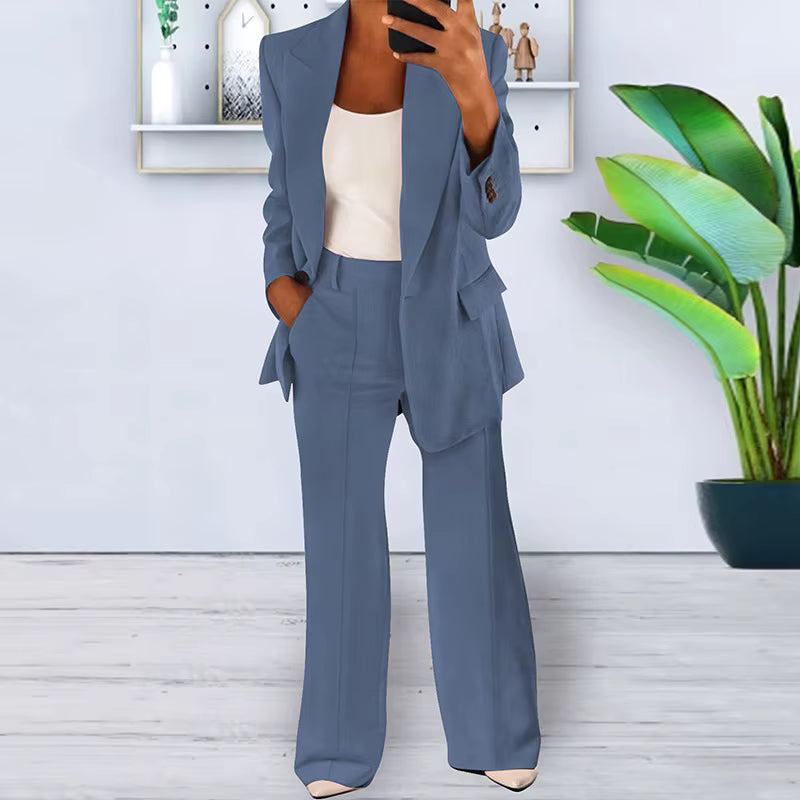 Formal - Damen-Hosenanzug mit Blazer und High-Waist-Hose