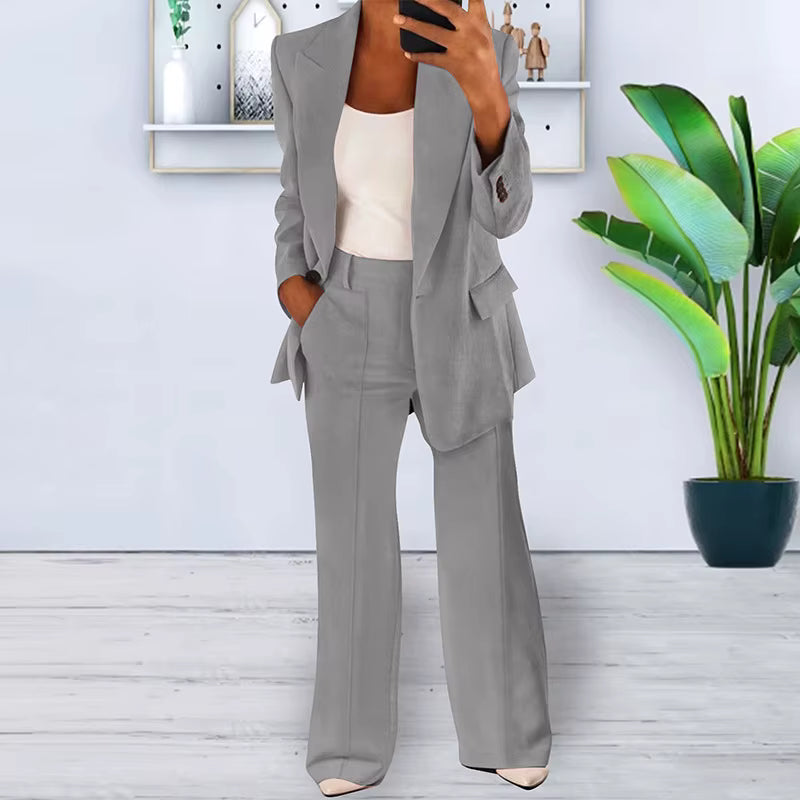 Formal - Damen-Hosenanzug mit Blazer und High-Waist-Hose