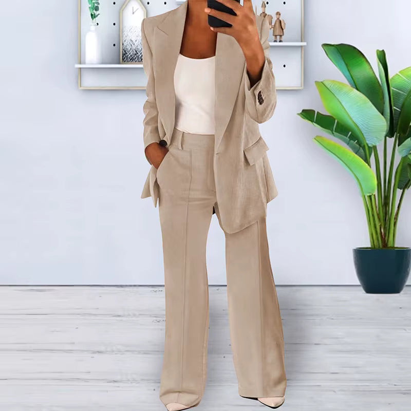 Formal - Damen-Hosenanzug mit Blazer und High-Waist-Hose