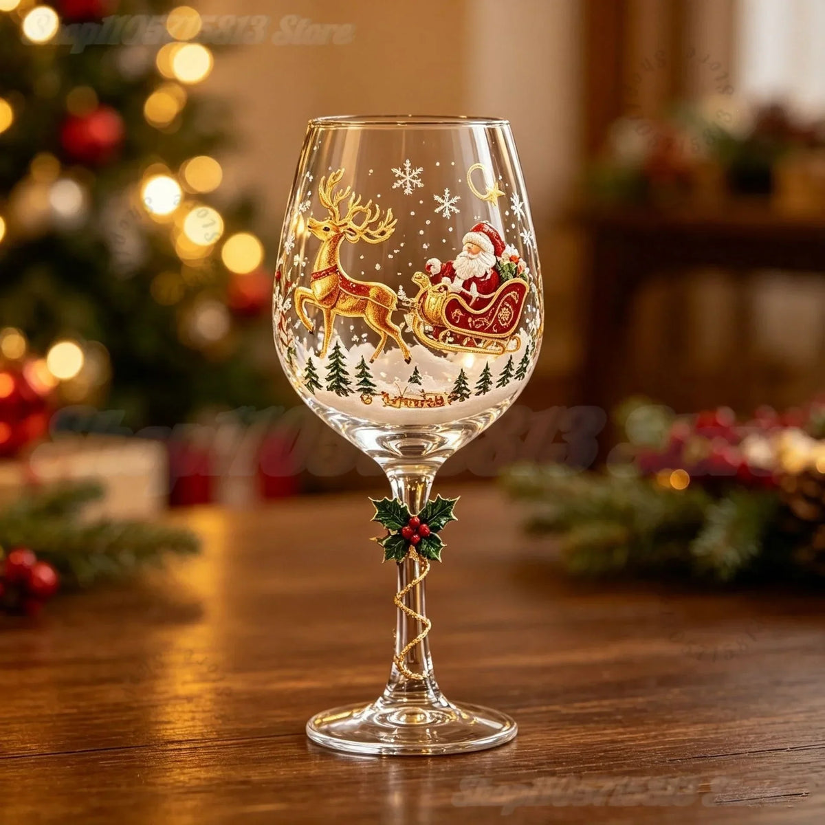 Festisip - Festliche Weihnachts-Weingläser mit Dekor