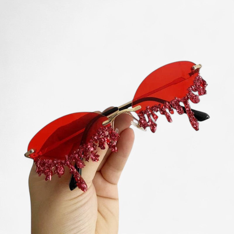 Alina – Randlose Tropfenform-Sonnenbrille mit Glitzerdetail