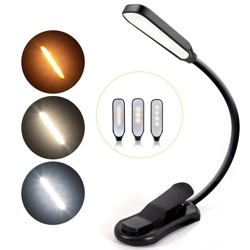 LED Leselampe Clip Buchlampe USB wiederaufladbar 7 LEDs