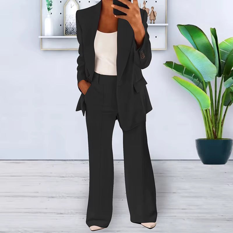 Formal - Damen-Hosenanzug mit Blazer und High-Waist-Hose