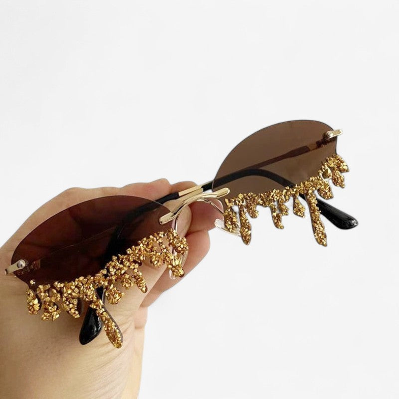 Alina – Randlose Tropfenform-Sonnenbrille mit Glitzerdetail