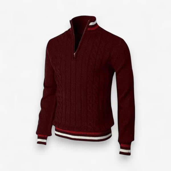 Maes – Slim-Fit Pullover mit Stehkragen und Reißverschluss