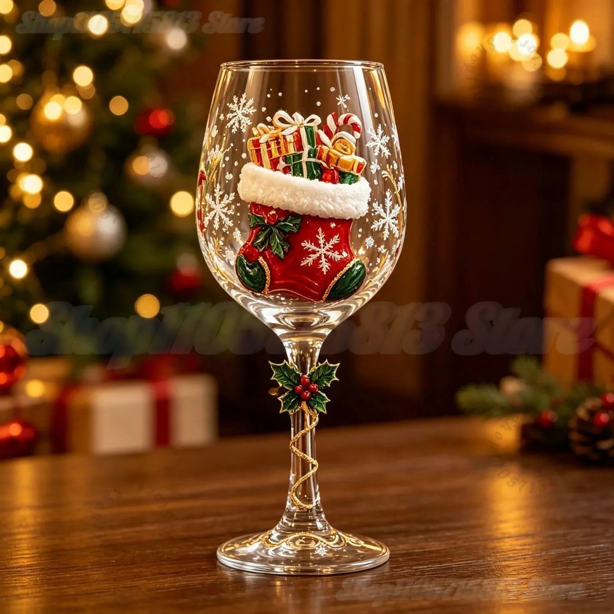 Festisip - Festliche Weihnachts-Weingläser mit Dekor