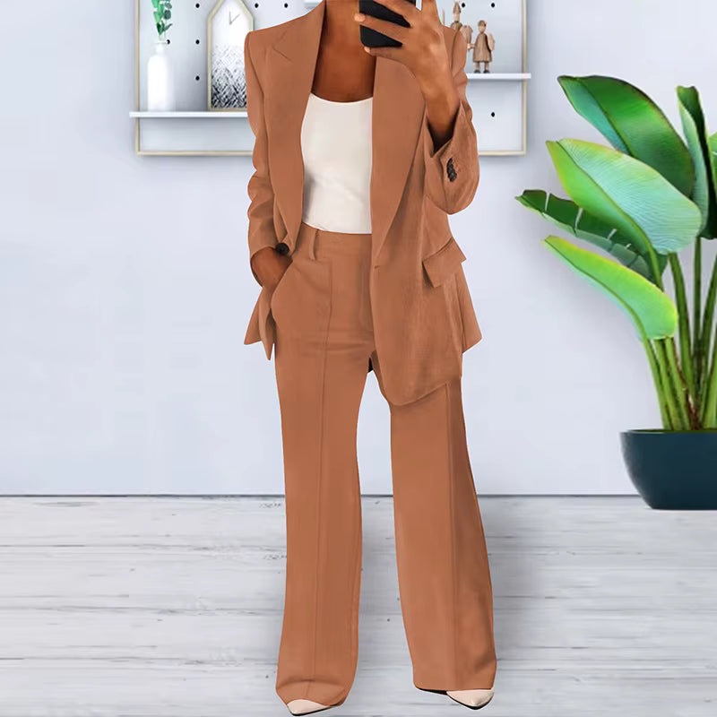 Formal - Damen-Hosenanzug mit Blazer und High-Waist-Hose