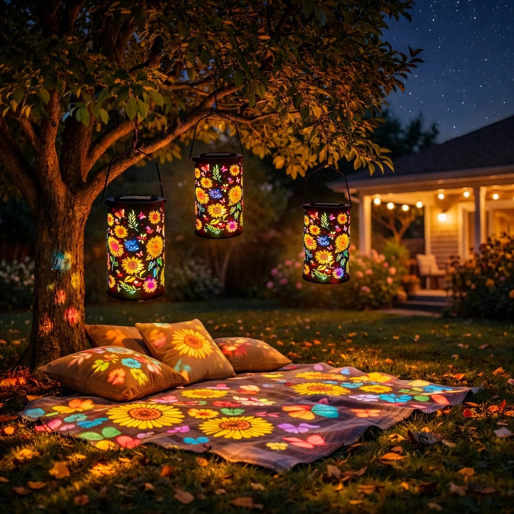 Solar-Gartenlaterne | Blütenmuster | Lichtprojektion | GardenFlare