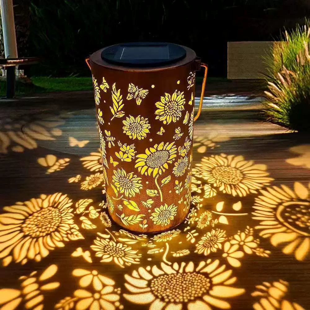 Solar-Gartenlaterne | Blütenmuster | Lichtprojektion | GardenFlare