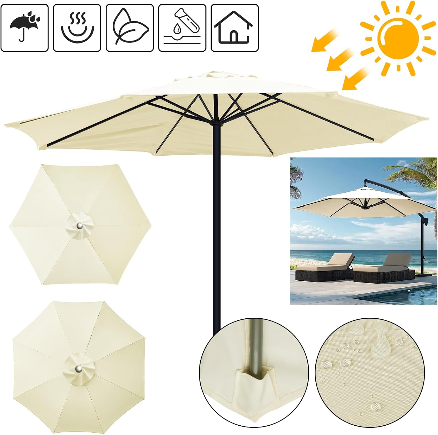 Sonnenschutz Abdeckung | Wasserabweisender Wetterschutz | Belüftungsöffnung | TerraShade