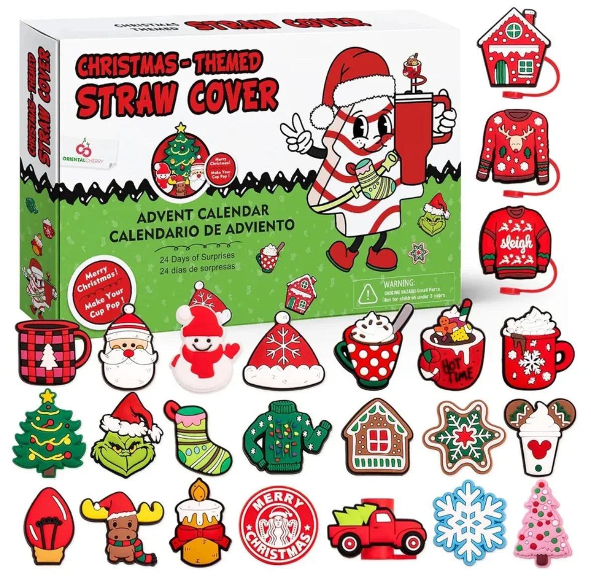 YuleSip - Adventskalender mit Strohhalm-Aufsätzen für Trinkflaschen