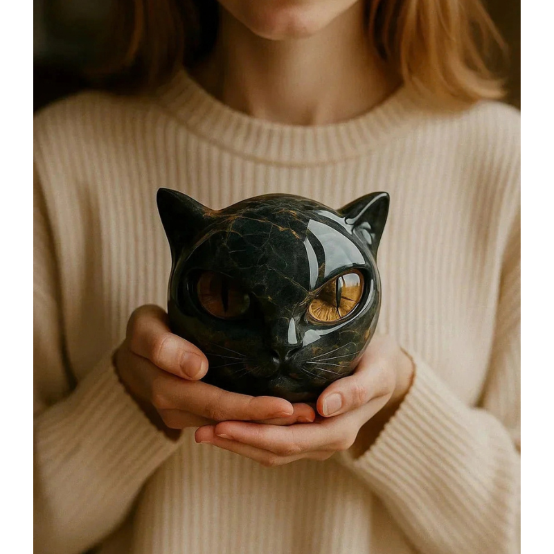 Marbicat - Katzenskulptur mit Marmoroptik für dekorative Innenräume