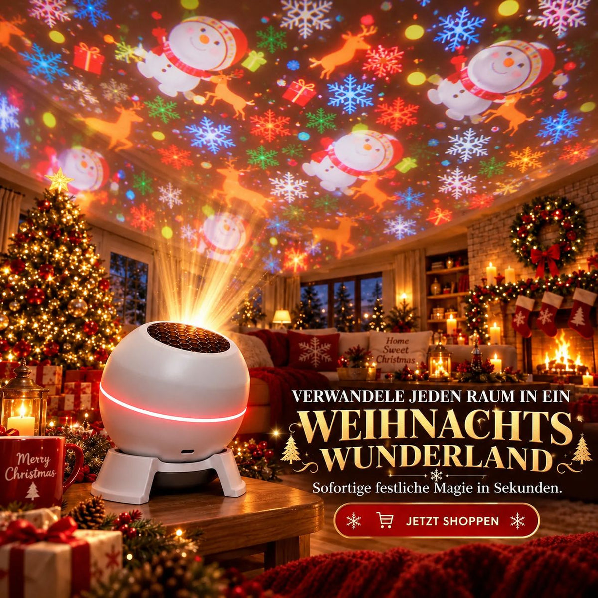 Yulestar – Weihnachtsprojektor mit beweglichen Weihnachtsmotiven