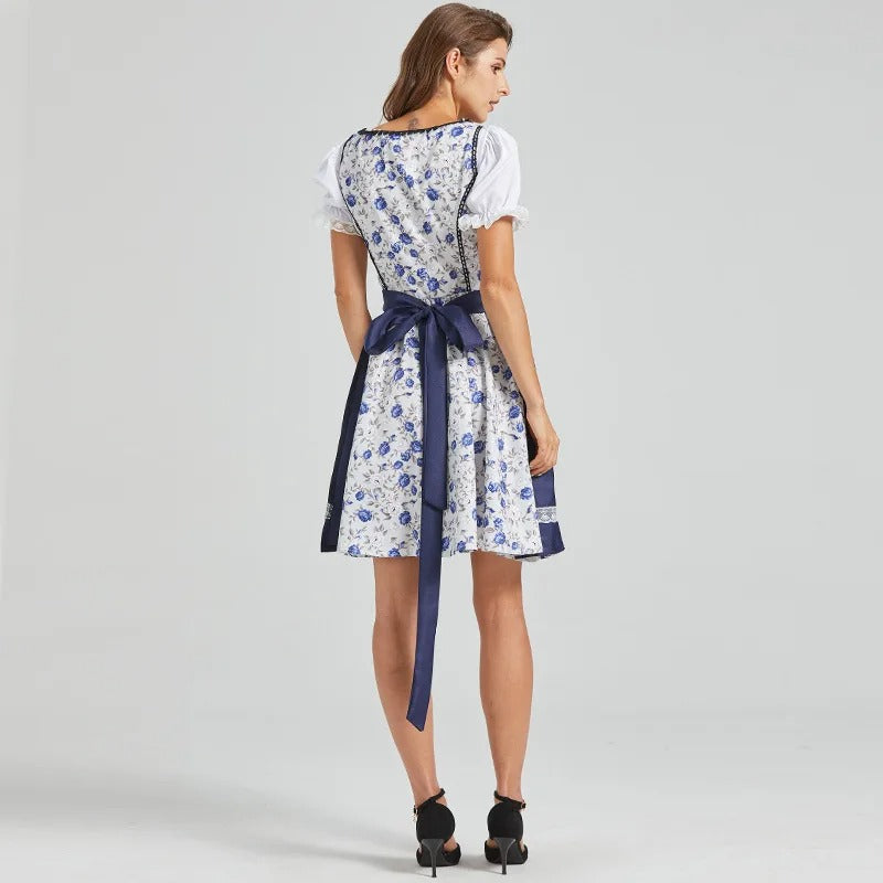Blumella - Damen-Oktoberfestkleid mit Blumenmuster und Schürze