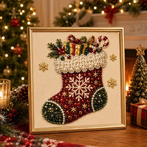 Yulecraft - Weihnachtliches Perlen-Diamantbild zum Selbermachen