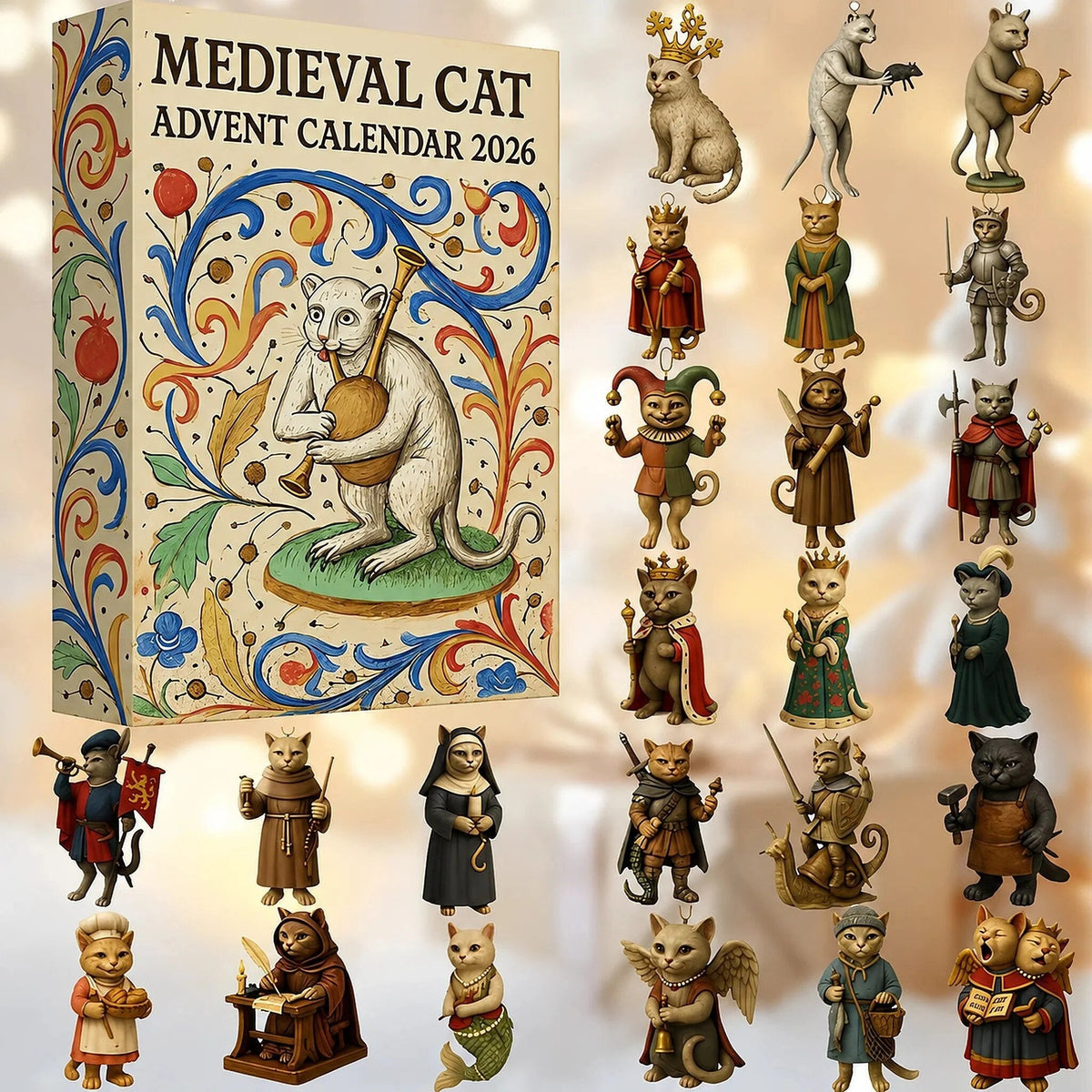 Mittelalterliche Katzenfiguren zum Aufhängen