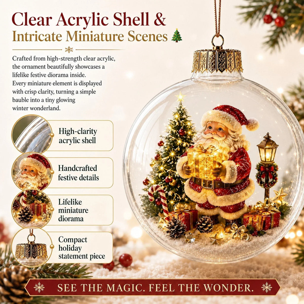 Noelglass - Beleuchteter Weihnachtsanhänger mit Miniatur-Winterszene