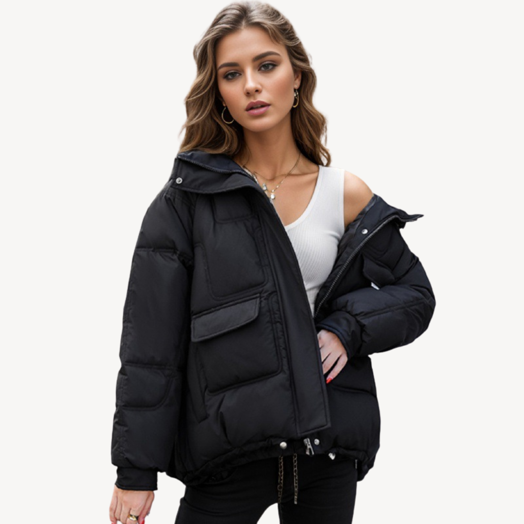 Hoodlayer - Damen Winterjacke mit Kapuze und verstellbarem Saum