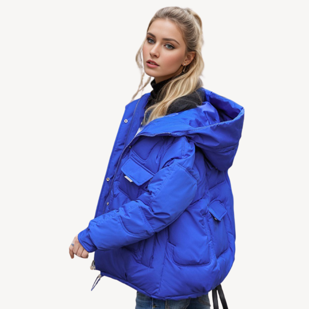 Hoodlayer - Damen Winterjacke mit Kapuze und verstellbarem Saum