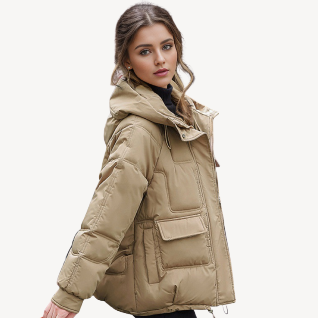 Hoodlayer - Damen Winterjacke mit Kapuze und verstellbarem Saum