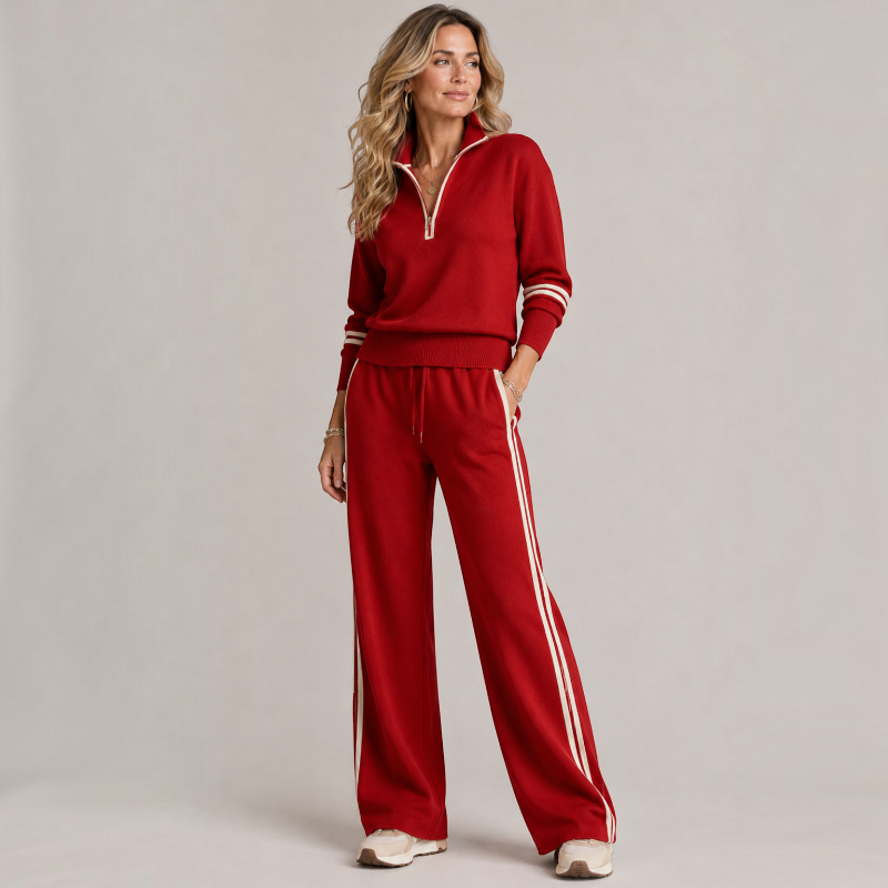 Setora - Damen Zweiteiler mit Halb-Reißverschluss-Pullover und Hose