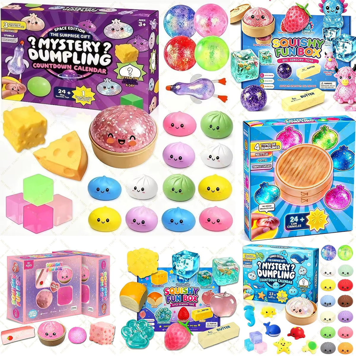 Squishcade - Adventskalender mit Squishy-Spielzeugen im Knödel-Design