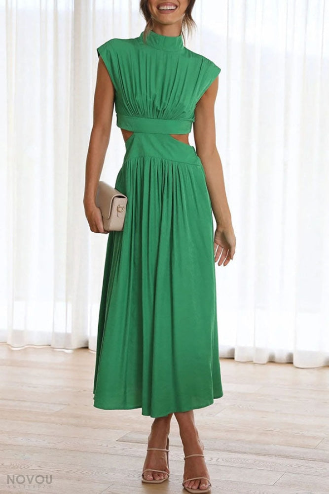 Grace - Damen-Midikleid mit Rollkragen und Taillenausschnitt