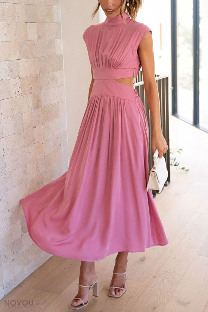 Grace - Damen-Midikleid mit Rollkragen und Taillenausschnitt