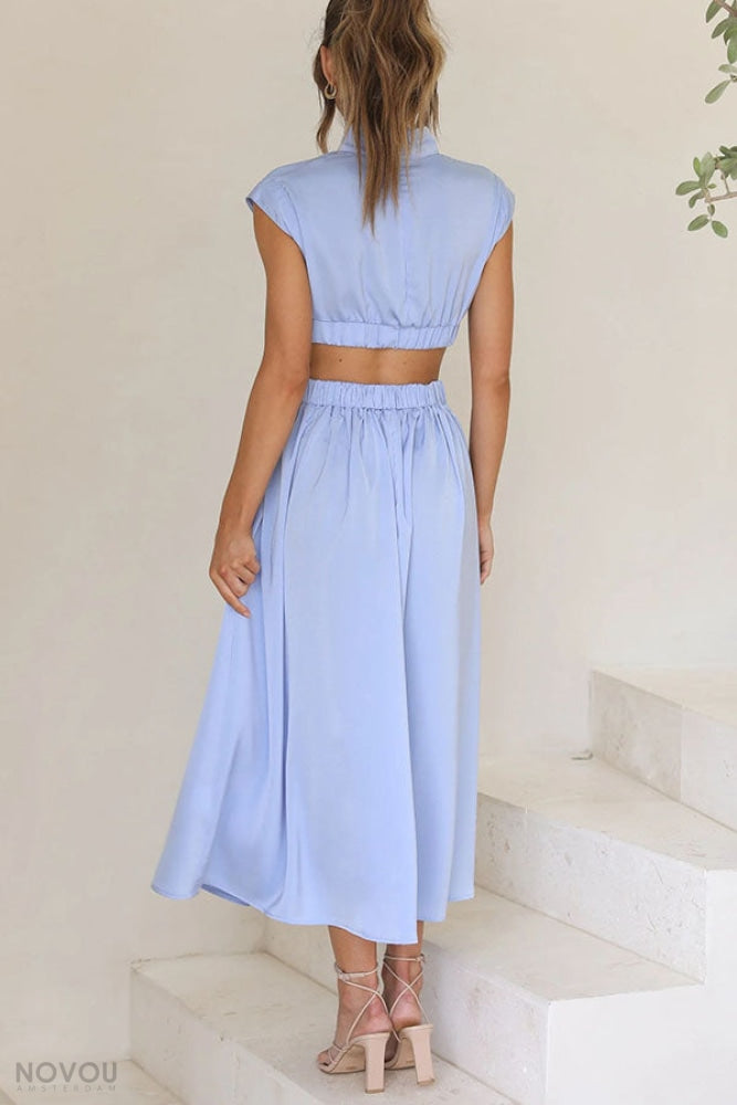 Grace - Damen-Midikleid mit Rollkragen und Taillenausschnitt