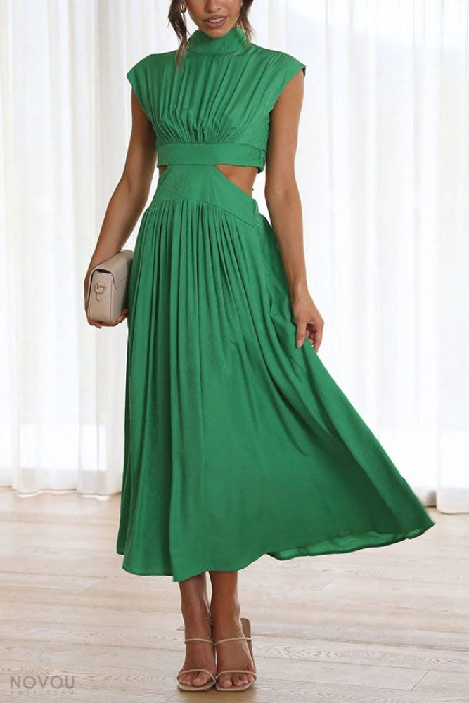 Grace - Damen-Midikleid mit Rollkragen und Taillenausschnitt