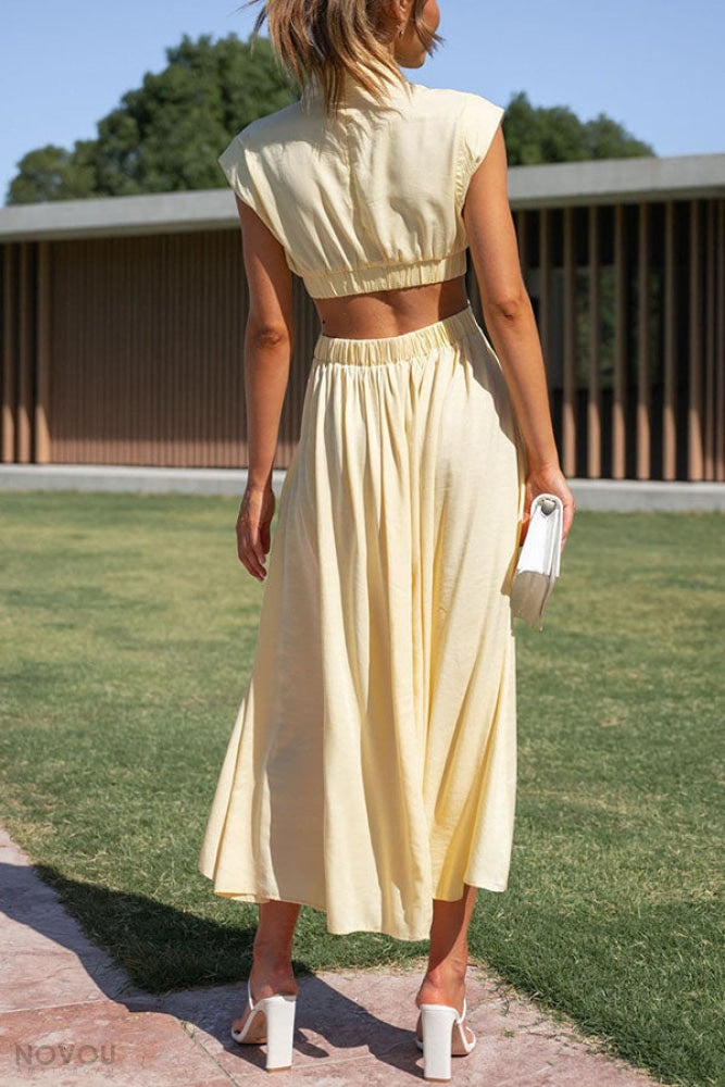 Grace - Damen-Midikleid mit Rollkragen und Taillenausschnitt